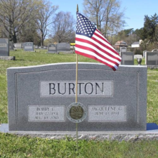 Burton gravestone with US flag