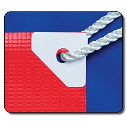 red and blue tag with rope