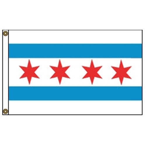 Chicago city flag on white backgrou
