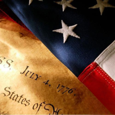 american flag and declaration scrol