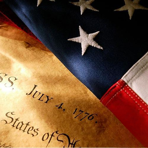 american flag and declaration scrol