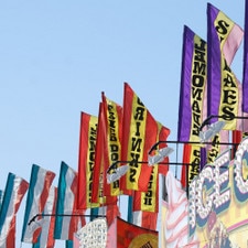colorful flags at fairground