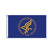 HHS flag with seal and blue backgro