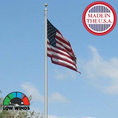 US flag on pole in low winds