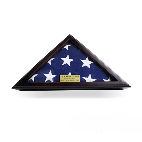 framed american flag with plaque