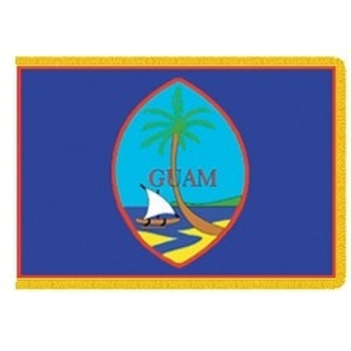 Guam flag with palm tree sailboat