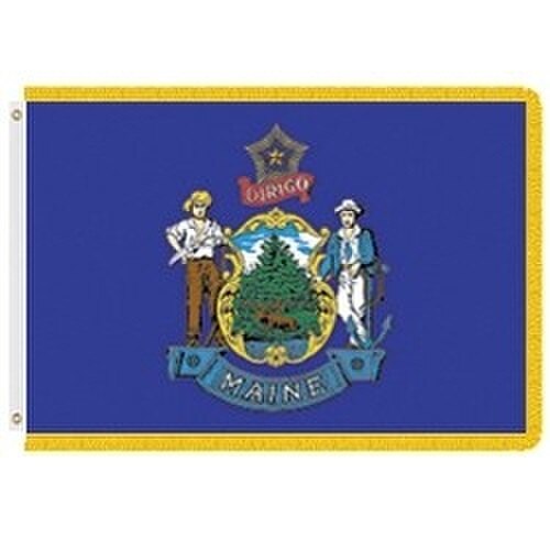 Maine state flag with emblem design