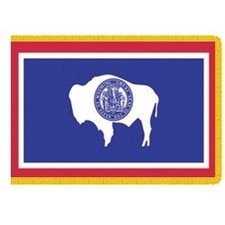 Wyoming state flag with bison silho
