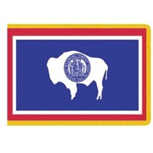Wyoming state flag with bison silho
