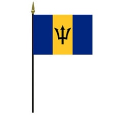 Barbados national flag on pole