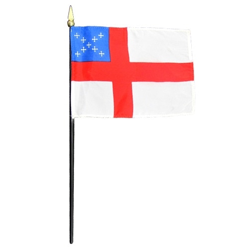 flag with red cross and blue field