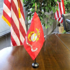 marine corps flag on table