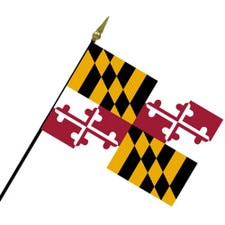 Maryland state flag on a pole