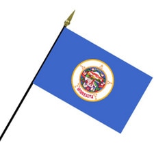 Minnesota state flag on pole