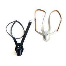 leather harnesses in black white