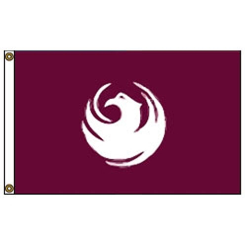 phoenix symbol on maroon flag