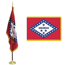 Arkansas state flag and pole