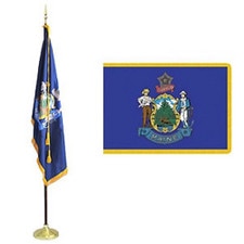 Maine state flag and pole display