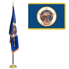 Minnesota state flag and pole