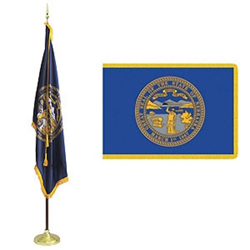 Nebraska state flag on display