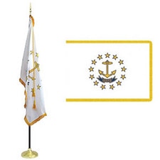 Rhode Island state flag and pole