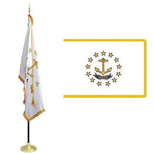 Rhode Island state flag and pole