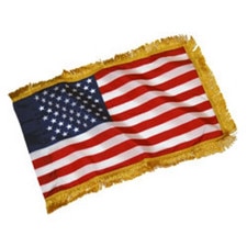 American flag with fringe border