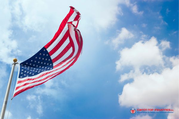Outdoor American flag on flagpole